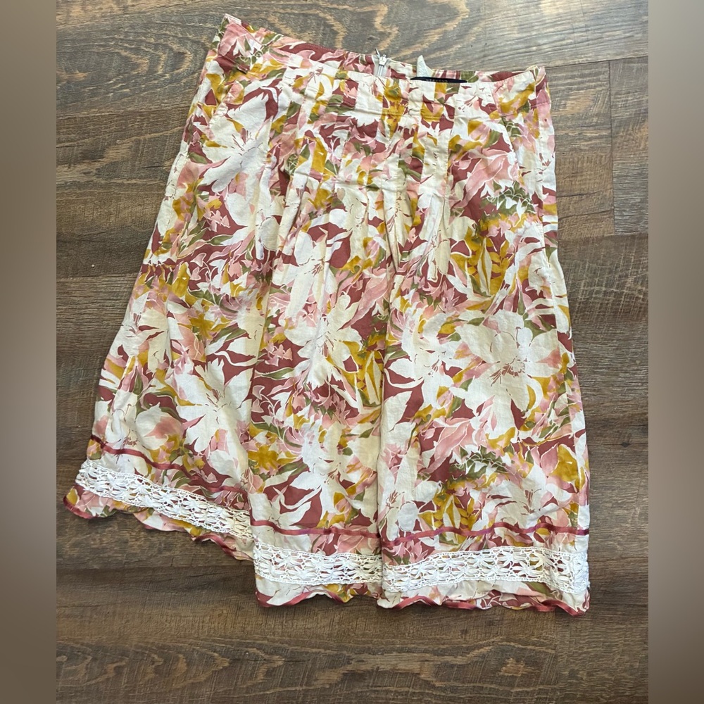 MaxMara Floral A-Line Skirt in Pink, Cream & Mustard
